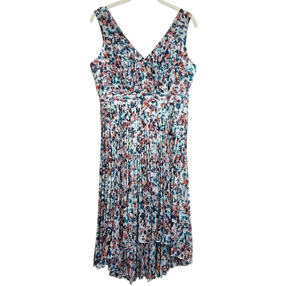 Anthropologie Plenty by Tracy Reese Dress 6P Morgan Multi Speckle Pleated Hi Low
